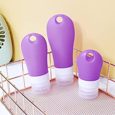Imagem de 3 UNID Frascos de Viagem Silicone com Porta-Chaves Shampoo Loção Higiene Portátil Frasco Vazio Tampa Flip