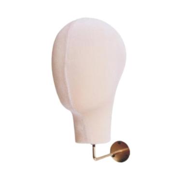 Imagem de KiBcsLic Suporte de parede para cabeça de manequim feminina em veludo, para exibição de chapéus e perucas. Economiza espaço, é multifuncional e fácil de, Bege