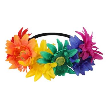 Imagem de Faixa de cabeça arco-íris, acessórios de arco-íris, coroa de flores, lembrancinhas de festa para mulheres, festival