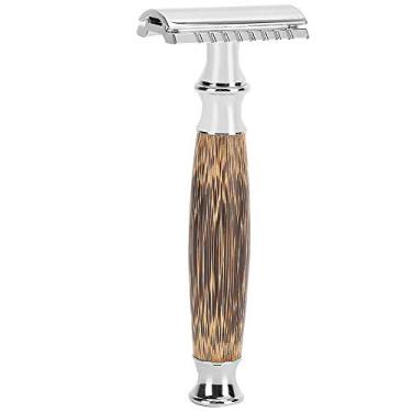 Imagem de Yinhing Barbeador Manual Profissional Com Cabo de Bambu Lâmina Dupla Face para Barba e Pelos Corporais Com Cabeça de Corte Removível para Design de Pele Adequado para Uso Em Barbeiro