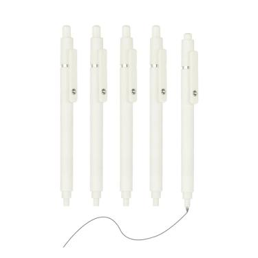 Imagem de PATIKIL Pacote com 5 canetas retráteis de 0,5 mm, canetas esferográficas retráteis, de ponta fina, para escritório, material doméstico, diário, branco