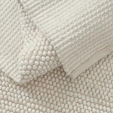 Imagem de Savi Home Tapete de lã de algodão 1,5 x 2,3 m – Tapete de milho grosso trançado à mão, tapete contemporâneo de fazenda marfim para sala de estar e quarto – Tapetes de lã modernos e grossos macios