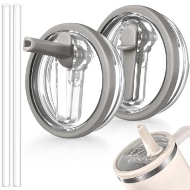 Imagem de ANTAND Pacote com 2 tampas de substituição com canudo flip para copo Stanley de 1,134 g, sem derramamento de 1,134 g, tampa flip à prova de derramamento para tampas Stanley, capas reutilizáveis para