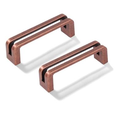 Imagem de Vicycmc Puxador de armário sólido de liga de zinco de cobre antigo com orifício central de 76 mm, puxadores de armário de cômoda de luxo para quarto, cozinha, pacote com 6 7600