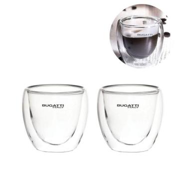 Imagem de Conjunto 2 Copos de Café Chá Licor Parede Dupla 80ml Bugatti