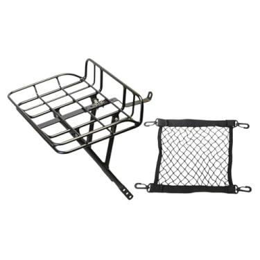 Imagem de oshhni Suporte de carga dianteiro para bicicleta, cesto para bicicleta, fácil de instalar, organizador de equipamentos de ciclismo em liga de, Versão Curta Preta