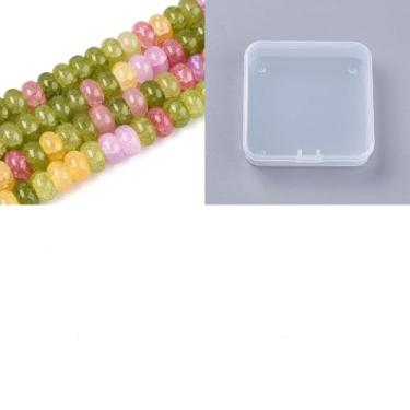 Imagem de Cerca de 155 ~ 159 peças/fio Rondelle imitação de pedras preciosas contas de cristal de vidro espaçador solto para fazer joias, pulseira, colar, brinco, artesanato, 8 x 5 mm, verde