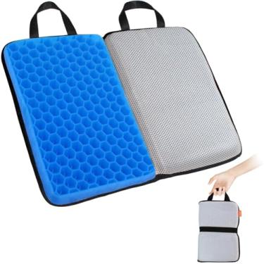 Imagem de SJC Almofada de assento de viagem para conforto dobrável almofada de assento de avião para linha aérea, caminhão, estádio, escritório, cadeira de rodas (cinza)