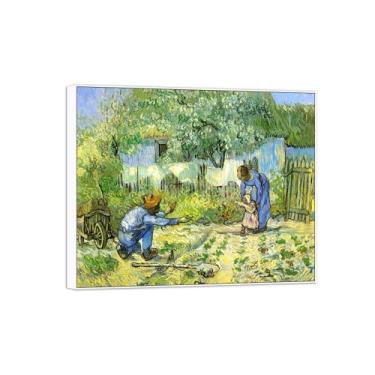 Imagem de Vincent van Gogh Famosa pintura em tela de arte de parede pronta para pendurar. Fábrica em Asnières. Imagem em moldura branca para decoração de sala de estar 70 x 85 cm 27 x 33 pol