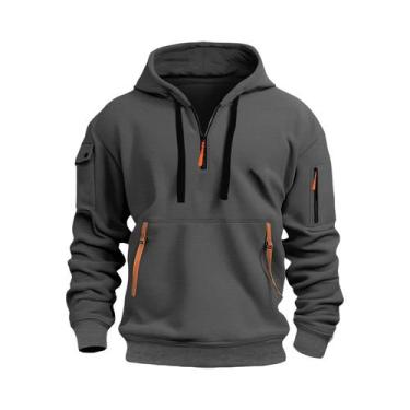 Imagem de Moletom Casual plus Size Masculino Com Capuz, Manga Longa, Bolso No Br