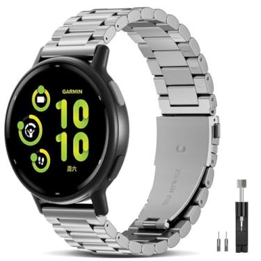 Imagem de EverAct Pulseira de substituição de aço inoxidável de 20 mm compatível com Garmin Forerunner 165/Forerunner 55/245/645/570-42 mm, para Vivoactive 6/5/3/3 Music/Venu Sq 2