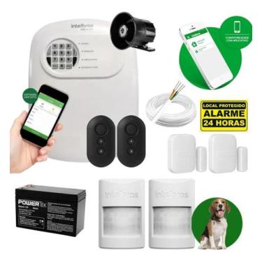 Imagem de Kit Alarme Híbrido Intelbras ANM 24 NET com 4 Sensores 2 Pet e 100m de