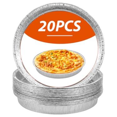 Imagem de ZJRDYYK 20 formas de pizza descartáveis de 25,4 cm / 30,5 cm, formas redondas de alumínio para pizza, bandeja de pizza durável para assar, cozinhar, armazenar, assar e reaquecer – Seguro para freezer