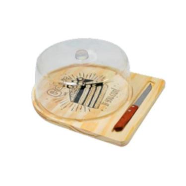 Imagem de IMPERDÍVEL Boleira de Madeira Natural e Tampa de Acrílico com Faquinha