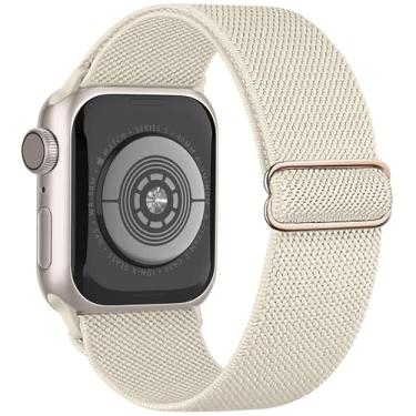 Imagem de Melyis Pulseiras femininas de nylon elástico para Apple Watch séries 11, 10, 9, SE, 8, 7, 6, 5 de 46 mm, 45 mm, 44 mm, 49 mm e 42 mm, ultra Starlight
