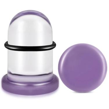 Imagem de WINSENET Kit de alongamento de orelha de vidro, 2 peças, plugues de 10 mm para medidores de orelha com anéis de borracha, kit de alongamento de orelha de vidro com alargador de orelha, joias para