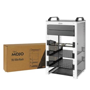 Imagem de Tecmojo Rack de rede 9U, mini rack de servidor de 25 cm com 2 painéis translúcidos late...