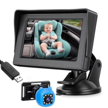 Imagem de Zhjvihx Câmera para Carro de bebê, Monitor de bebê Voltado para Trás de 4,3 Polegadas Com Visão Noturna HD 1080P, ângulo Amplo de 150°, Rotação de 360°, para Bebês, Crianças, Crianças