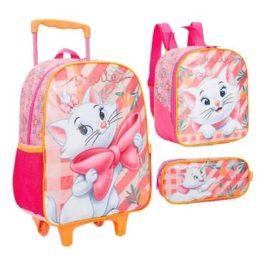 Imagem de Kit Mochila Lancheira E Estojo Rodinha 16 Polegadas Infantil-Feminino