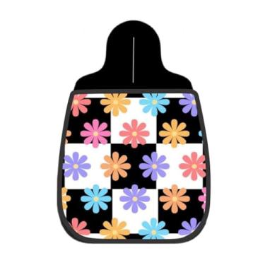 Imagem de Lixeira De Carro Organizador Lixinhocar Floral Xadrez Preto e Branco