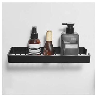 Imagem de Prateleiras flutuantes prateleira preta para banheiro, rack de drenagem de parede de vaso sanitário, rack de especiarias de cozinha de alumínio espacial (tamanho: três camadas) ()