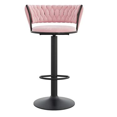 Imagem de Banquetas de bar de cozinha para café da manhã banquetas de bar com encosto de veludo cadeiras de balcão acolchoadas cadeiras de bar bancos altos com apoio para os pés (Cor: Almofada azul para perna