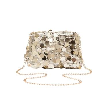Imagem de GORGLITTER Bolsa feminina de lantejoulas com corrente brilhante, bolsa tiracolo com glitter, bolsa de festa noturna, Dourado, One Size, Macio
