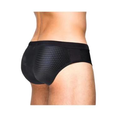 Imagem de Biquíni Masculino Preto Translúcido Com Efeito Push-Up, Rápido Secagem