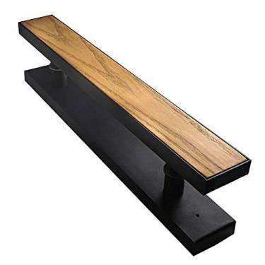 Imagem de Maçaneta de porta de vidro, maçaneta de porta de madeira maciça de alumínio preto fosco/puxador de porta de celeiro, 6 tamanhos (tamanho: 800 × 600 × 60 mm) (600 × 400 × 80 mm)