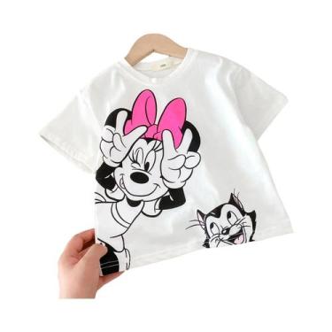 Imagem de Camiseta De Verão Com Desenhos Animados Da Disney Para Meninas, Manga 