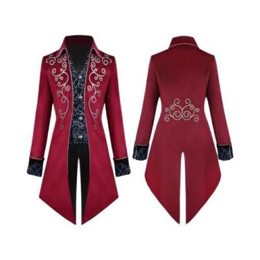 Imagem de Casaco Gótico Masculino Estilo Vitoriano Bordado Steampunk Renasciment