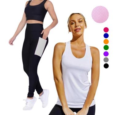 Imagem de Camiseta REGATA DRY Tecido Furadinho + CALÇA leg LEGGING BOLSOS Conjunto Fitness Feminino 632-Feminino