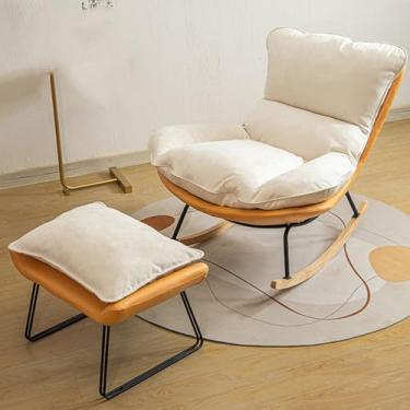Imagem de Cadeira de balanço interna aconchegante com descanso para os pés – Cadeira de braço basculante moderna para quarto e sala de estar – Cadeira de leitura perfeita para o máximo conforto