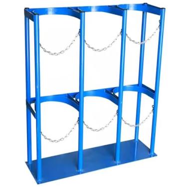 Imagem de Suporte de armazenamento de tanque de oxigênio resistente de luxo com corrente ajustável, rack de cilindro de gás para hospital, laboratório e fábrica, azul (88 x 30 x 100 cm/34,6 x 11,8 x 39,4
