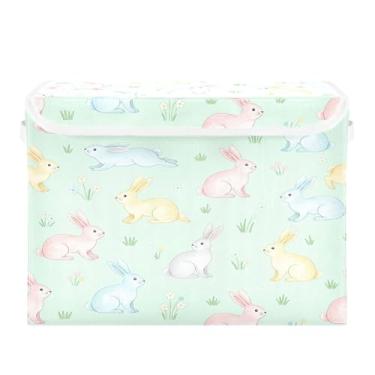 Imagem de SEHANY Cestas de armazenamento fofas de coelho de desenho animado com tampas, organizador de caixas de armazenamento de tecido para armário de roupas, cobertor de escritório, berçário, 42 x 32 x 30 cm