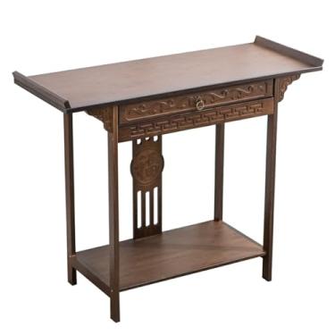 Imagem de Mesa de altar de meditação de bambu, armário de santuário pessoal com gaveta, nicho de Buda para sala de estar, quarto, escritório, banheiro - decoração espiritual de 80 cm (31,5 pol.)