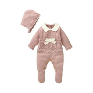 Imagem de Macacões De Malha Rosa Para Meninas, Chapéus, Roupas De Manga Comprida