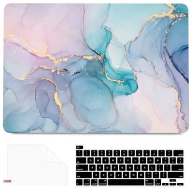 Imagem de BELKA Compatível com MacBook Pro de 13 polegadas M2 2025 2024 2023 2022-2016 A2338 M1 A2251 A2289 A2159 A1989 A1708 A1706, capa rígida de plástico + capa de teclado + protetor de tela. Mármore rosa