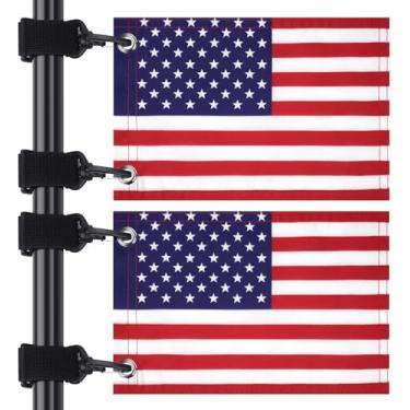 Imagem de Rolitwils Bandeira de carrinho de golfe dos EUA - 30,5 cm x 45,7 cm Bandeira americana de fácil instalação com suporte de alça elástica - Acessórios para carrinho de golfe, bandeira dos EUA para barco