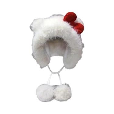 Imagem de Chapéu De Inverno Feminino Quente E À Prova De Vento Hello Kitty Com P