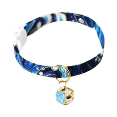 Imagem de Coleira Ajustável Estilo Japonês Com Sino Vazado De Flor Para Gatos E 