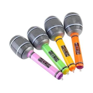 Imagem de Conjunto De 4 Microfones Infláveis Coloridos Para Decorações De Festas