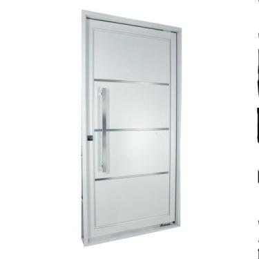 Imagem de Porta de Aço Pivotante Social 217x105x14cm com Friso Ideal Crv Esquadr