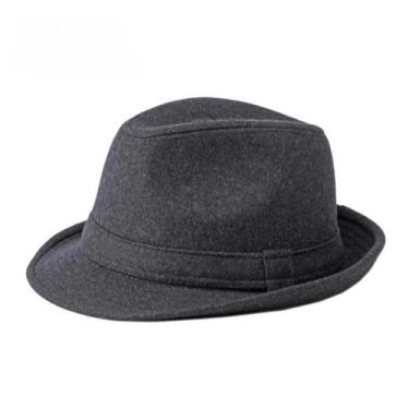 Imagem de Chapéu Fedora Masculino de Lã - Estilo Retrô Britânico, Cinza escuro