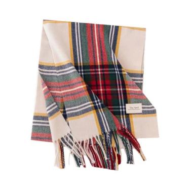 Imagem de Cachecol Feminino Xadrez Vermelho De Natal, Xale Quente Versátil De In