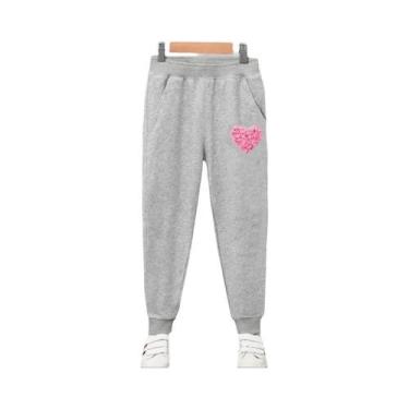 Imagem de Calças De Moletom De Algodão Com Cintura Elástica Para Meninas, Estamp