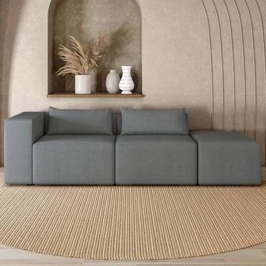 Imagem de Sofá 4 Lugares 283cm com Puff Direito Fay Linho Grafite Z55 - Mpozenato