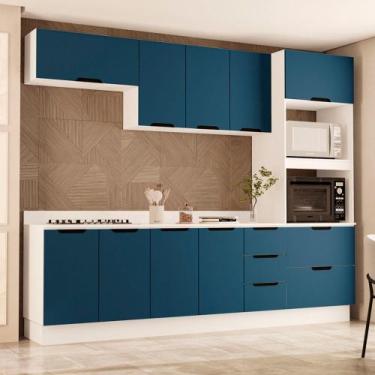 Imagem de Cozinha Modulada 5 Peças com Tampo e Rodapé Maeena Politorno, Branco c