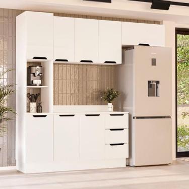 Imagem de Cozinha Modulada 4 Peças com Tampo e Rodapé Maeena Politorno, Branco