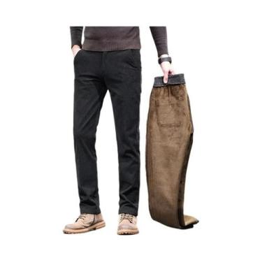 Imagem de Calças Slim Fit De Corduroy Com Forro De Fleece Para O Inverno Masculi